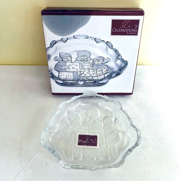 Vintage Mikasa Christmas Carolers Glass Dish Platter Candy Holiday Trinket - Picture 7 of 8